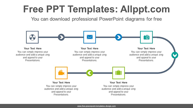 5 Step Linear Flow Powerpoint Diagram Template