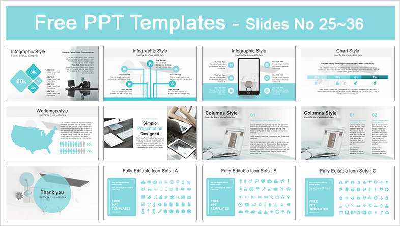 Simple Office Computer View PowerPoint Template